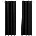 Vidaxl rideaux occultants aspect de lin 2 pcs anthracite 140x175 cm
