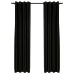 Vidaxl rideaux occultants aspect de lin 2 pcs anthracite 140x245 cm
