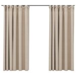 Vidaxl rideaux occultants aspect lin et crochets 2 pcs beige 140x175cm