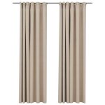 Vidaxl rideaux occultants aspect lin et crochets 2 pcs beige 140x225cm