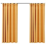 Vidaxl rideaux occultants aspect lin et crochets 2 pcs jaune 140x175cm