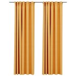 Vidaxl rideaux occultants aspect lin et crochets 2 pcs jaune 140x225cm