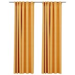 Vidaxl rideaux occultants aspect lin et crochets 2 pcs jaune 140x245cm