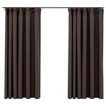 Vidaxl rideaux occultants aspect lin et crochets 2 pcs taupe 140x175cm
