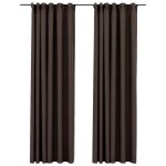 Vidaxl rideaux occultants aspect lin et crochets 2 pcs taupe 140x225cm