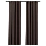 Vidaxl rideaux occultants aspect lin et crochets 2 pcs taupe 140x245cm