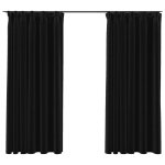 Vidaxl rideaux occultants aspect lin crochet 2pcs anthracite 140x175cm