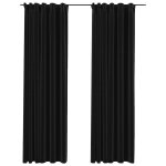Vidaxl rideaux occultants aspect lin crochet 2pcs anthracite 140x245cm