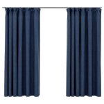 Vidaxl rideaux occultants aspect lin avec crochets 2pcs bleu 140x175cm