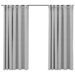 Vidaxl rideaux occultants aspect lin avec crochets 2pcs gris 140x175cm