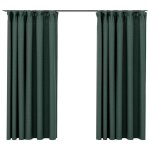 Vidaxl rideaux occultants aspect lin avec crochets 2pcs vert 140x175cm Vidaxl rideaux occultants aspect lin avec crochets 2pcs vert 140x175cm
