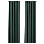 Vidaxl rideaux occultants aspect lin avec crochets 2pcs vert 140x245cm