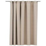 Vidaxl rideau occultant d'aspect de lin avec crochets beige 290x245 cm