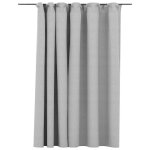 Vidaxl rideau occultant d'aspect de lin avec crochets gris 290x245 cm