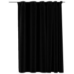 Vidaxl rideau occultant d'aspect de lin avec crochets noir 290x245 cm