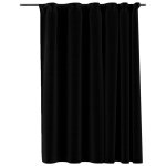 Vidaxl rideau occultant d'aspect de lin avec crochets noir 290x245 cm