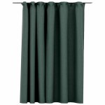 Vidaxl rideau occultant d'aspect de lin avec crochets vert 290x245 cm