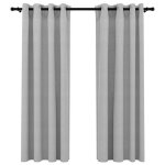 Vidaxl rideaux occultants aspect lin avec ?illets 2 pcs gris 140x175cm