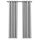 Vidaxl rideaux occultants aspect lin avec ?illets 2 pcs gris 140x245cm