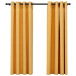 Vidaxl rideaux occultants aspect lin � ?illets 2 pcs jaune 140x175 cm