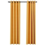 Vidaxl rideaux occultants aspect lin � ?illets 2 pcs jaune 140x225 cm