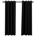 Vidaxl rideaux occultants aspect lin avec ?illets 2 pcs noir 140x175cm
