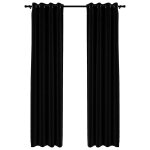 Vidaxl rideaux occultants aspect lin avec ?illets 2 pcs noir 140x225cm