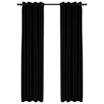 Vidaxl rideaux occultants aspect lin avec ?illets 2 pcs noir 140x245cm
