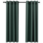 Vidaxl rideaux occultants aspect lin avec ?illets 2 pcs vert 140x175cm Vidaxl rideaux occultants aspect lin avec ?illets 2 pcs vert 140x175cm