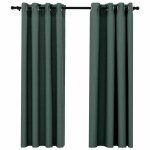Vidaxl rideaux occultants aspect lin avec ?illets 2 pcs vert 140x175cm