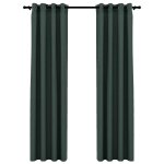 Vidaxl rideaux occultants aspect lin avec ?illets 2 pcs vert 140x225cm