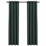 Vidaxl rideaux occultants aspect lin avec ?illets 2 pcs vert 140x245cm
