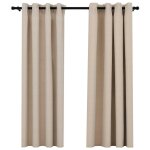 Vidaxl rideaux occultants aspect lin avec ?illets 2pcs beige 140x175cm