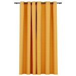 Vidaxl rideau occultant aspect de lin avec ?illets jaune 290x245 cm