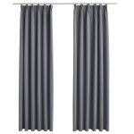 Vidaxl rideaux occultants avec crochets 2 pcs gris 140x245 cm