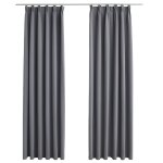 Vidaxl rideaux occultants avec crochets 2 pcs gris 140x245 cm