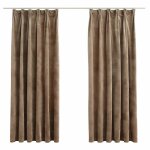 Vidaxl rideaux occultants avec crochets 2 pcs velours beige 140x175 cm
