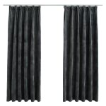Vidaxl rideaux occultants et crochet 2pcs velours anthracite 140x175cm