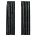 Vidaxl rideaux occultants et crochet 2pcs velours anthracite 140x225cm