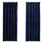 Vidaxl rideaux occultants et crochet 2pcs velours bleu fonc� 140x175cm