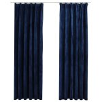 Vidaxl rideaux occultants et crochet 2pcs velours bleu fonc� 140x225cm