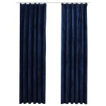 Vidaxl rideaux occultants et crochet 2pcs velours bleu fonc� 140x245cm