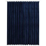 Vidaxl rideau occultant avec crochets velours bleu fonc� 290x245 cm