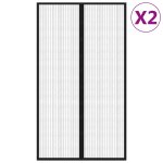 Vidaxl rideaux de porte anti - insectes 2 pcs avec aimants noir 200x80cm