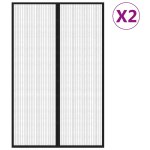 Vidaxl rideaux de porte anti - insectes 2 pcs et aimants noir 220x130 cm