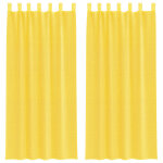 Vidaxl rideaux en voile avec boucles 2 pcs jaune 140x245 cm Vidaxl rideaux en voile avec boucles 2 pcs jaune 140x245 cm