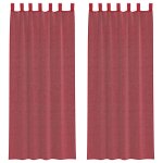 Vidaxl rideaux en voile avec boucles 2 pcs rouge bordeaux 140x260 cm