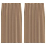 Vidaxl rideaux en voile � ?illets 2 pcs marron clair