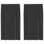 Vidaxl rideaux en voile avec passants 2 pcs noir