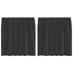 Vidaxl rideaux en voile avec passants 2 pcs noir